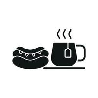 Tea and hot dog set icon featuring a simple, satisfying combination for casual dining or quick bites vector