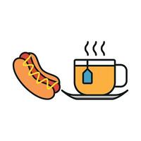 Tea and hot dog set icon with a straightforward, approachable style ideal for quick-service restaurants vector