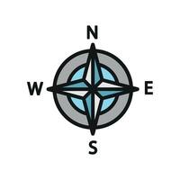 Compass icon showcases a minimalistic and intuitive design, great for representing pathfinding, geolocation, or travel guides. vector
