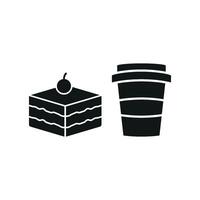 Drink and tiramisu set icon features a delightful combination of a refreshing beverage and a delicious dessert, perfect for illustrating indulgent meals vector