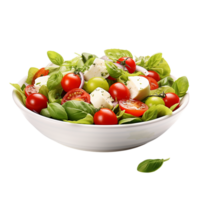 Fresh and colorful bowl of healthy green tomato salad mix png