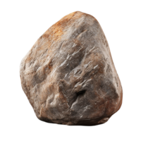 Large rugged brown rock with sharp edges and rough stone surface png