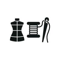 Mannequin and Needle and Thread Set Icon features a chic and contemporary look, perfect for promoting fashion design tutorials vector