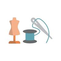 Mannequin and Needle and Thread Set Icon offers a minimalistic and functional graphic, ideal for showcasing sewing kits vector