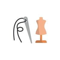 Mannequin and Needle and Thread Set Icon offers a refined and stylish graphic, ideal for showcasing personalized tailoring services vector