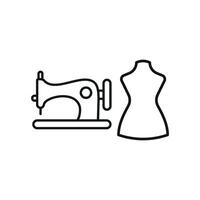 Mannequin and Sewing Machine Set Icon is a sleek and stylish design, ideal for promoting fashion design services, clothing creation, and tailoring workshops vector