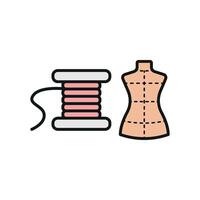 Mannequin and Needle and Thread Set Icon provides a bold and clean design, perfect for promoting fashion design projects, sewing guides, and custom tailoring services vector