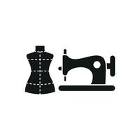 Mannequin and Sewing Machine Set Icon features a vibrant and artistic design, ideal for promoting fashion creation, sewing patterns, and professional tailoring services vector