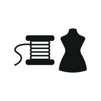 Mannequin and Needle and Thread Set Icon provides a modern and chic look, perfect for promoting fashion design workshops, sewing tutorials, and personalized fashion creations vector