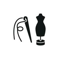 Mannequin and Needle and Thread Set Icon features a vibrant and artistic design, perfect for displaying needlework projects, custom clothing, and sewing patterns vector