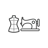 Mannequin and Needle and Thread Set Icon offers a minimalistic and functional graphic, ideal for showcasing sewing kits, custom garment designs, and professional fashion services vector