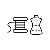 Mannequin and Needle and Thread Set Icon offers a sleek and professional look, ideal for promoting sewing workshops, fashion design projects, and custom tailoring services vector