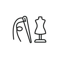 Mannequin and Needle and Thread Set Icon features a clean and elegant design, perfect for showcasing custom clothing, garment tailoring, and fashion design tutorials vector