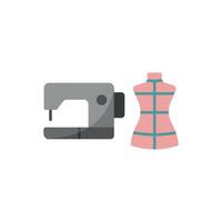 Mannequin and Sewing Machine Set Icon is a versatile and dynamic design, perfect for highlighting fashion workshops, sewing machine tutorials, and garment-making services vector