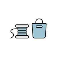 Needle and Thread and Bag Set Icon offers a modern and sleek graphic, perfect for promoting personalized bag designs, sewing tutorials, and fashion accessories vector