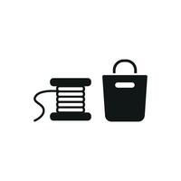 Needle and Thread and Bag Set Icon features a clean and professional design, ideal for showcasing custom bag-making services, fashion workshops, and DIY sewing kits vector