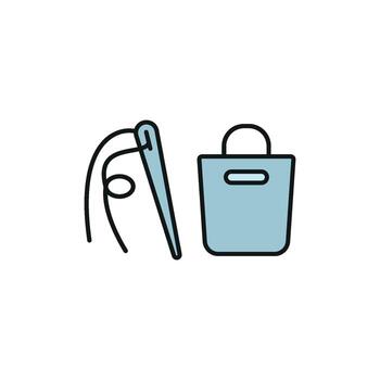 Needle and Thread and Bag Set Icon is a dynamic and versatile design, perfect for promoting custom bag creations, sewing classes, and fashion design tutorials vector