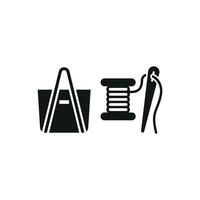 Needle and Thread and Bag Set Icon provides a stylish and polished look, ideal for displaying tailored bags, sewing patterns, and creative fashion projects vector