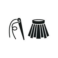 Needle and Thread and Skirt Set Icon offers a clean and stylish design, ideal for showcasing skirt collections, sewing patterns, and custom tailoring service vector