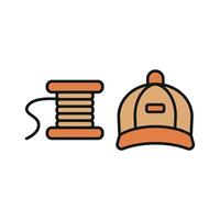 Needle and Thread and Cap Set Icon offers a vibrant and functional design, perfect for promoting cap-making workshops, sewing classes, and tailored fashion vector