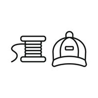 Needle and Thread and Cap Set Icon is a versatile and refined design, perfect for promoting custom tailoring, fashion patterns, and cap-making tutorials vector