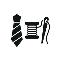 Needle and Thread and Tie Set Icon provides a sleek and polished look, ideal for highlighting tailoring classes, custom tie designs, and DIY fashion projects vector