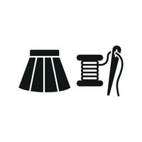 Needle and Thread and Skirt Set Icon offers a modern and stylish graphic, ideal for showcasing skirt designs, tailoring kits, and DIY fashion projects. vector