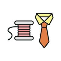 Needle and Thread and Tie Set Icon offers a vibrant and functional design, ideal for showcasing personalized ties, sewing tools, and fashion design workshops vector