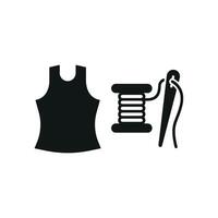 Needle and Thread and Tank Top Set Icon offers a chic and minimalistic graphic, ideal for showcasing fashion design services, tank top creations, and tailored apparel vector