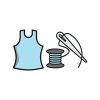 Needle and Thread and Tank Top Set Icon provides a clean and versatile look, perfect for displaying personalized tank tops, custom tailoring, and DIY project vector