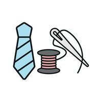 Needle and Thread and Tie Set Icon provides a refined and professional look, perfect for promoting tailoring services, custom ties, and sewing machine sales vector