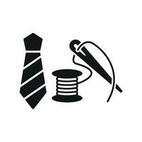 Needle and Thread and Tie Set Icon is a versatile and dynamic design, ideal for promoting custom tailoring, fashion patterns, and tie-making tutorials vector