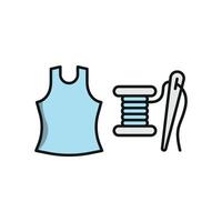 Needle and Thread and Tank Top Set Icon features a sleek and modern design, perfect for promoting custom tank top sewing, fashion tutorials, and DIY fashion projects vector