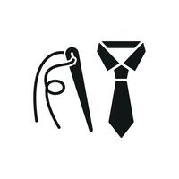 Needle and Thread and Tie Set Icon provides a clean and refined look, perfect for displaying handmade tie designs, tailoring classes, and professional sewing services vector