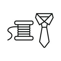 Needle and Thread and Tie Set Icon features a sleek and professional design, perfect for promoting custom tie-making services, tailoring workshops, and sewing tools. vector