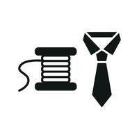 Needle and Thread and Tie Set Icon offers a modern and stylish graphic, ideal for showcasing DIY tie-making kits, sewing tutorials, and fashion accessories vector