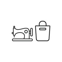 Sewing machine and bag set icon showcases a clean and modern design, perfect for illustrating the fusion of utility and style in crafting or fashion vector