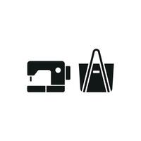 Sewing machine and bag set icon offers a warm and inviting design, great for enhancing content related to sewing hobbies, handmade bags, or creative workshops vector