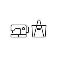 Sewing machine and bag set icon delivers a vibrant and dynamic look, ideal for visualizing creativity, stitching projects, or custom-made bags vector