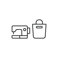 Sewing machine and bag set icon delivers a clean and professional design, perfect for promoting sewing classes, tailoring, or custom bag services vector