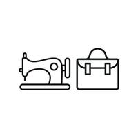 Sewing Machine and Briefcase Set Icon is a polished and versatile design, ideal for highlighting tailoring services, custom business accessories, and leather goods vector