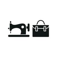 Sewing Machine and Briefcase Set Icon features a functional and elegant look, perfect for promoting sewing machines, briefcase designs, and DIY crafting kit vector