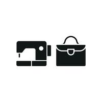 Sewing Machine and Briefcase Set Icon features a sleek and professional design, perfect for showcasing custom briefcase tailoring, sewing services, and business accessorie vector