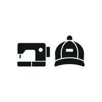 Sewing Machine and Cap Set Icon is a polished and versatile design, ideal for highlighting tailoring services, custom caps vector