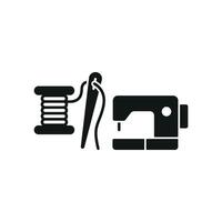 Sewing Machine and Needle and Thread Set Icon provides a bold and trendy look, perfect for promoting creative projects, sewing tools, and custom design services vector