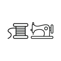 Sewing Machine and Needle and Thread Set Icon features a polished and minimalistic design, perfect for promoting DIY crafting supplies, sewing patterns, and handmade projects vector