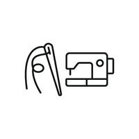 Sewing Machine and Needle and Thread Set Icon is a creative and elegant design, ideal for displaying professional sewing tools, pattern-making guides, and craft stores vector