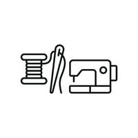 Sewing Machine and Needle and Thread Set Icon is a versatile and stylish graphic, ideal for tailoring services, home crafts, and sewing accessories vector