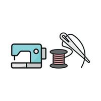 Sewing Machine and Needle and Thread Set Icon offers a modern and functional look, ideal for showcasing sewing machines, needlework accessories, and DIY projects vector