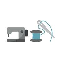 Sewing Machine and Needle and Thread Set Icon features a sleek and practical design, perfect for promoting sewing kits, crafting tools, and tailoring services vector